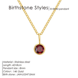 12 Constellation Birthstone Set Necklace Zodiac Stainless Steel Pendant