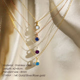 12 Constellation Birthstone Set Necklace Zodiac Stainless Steel Pendant