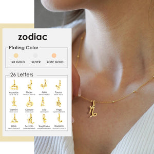 Stainless Steel 12 Constellation Pendant Necklace Golden Zodiac Charms Jewelry