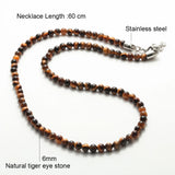 Tiger Eye Stone Beads Necklace 60cm Length