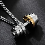 Men's Stainless Steel Barbell Fitness Necklace Sports Pendant