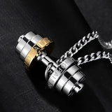 Men's Stainless Steel Barbell Fitness Necklace Sports Pendant