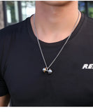 Men's Stainless Steel Barbell Fitness Necklace Sports Pendant