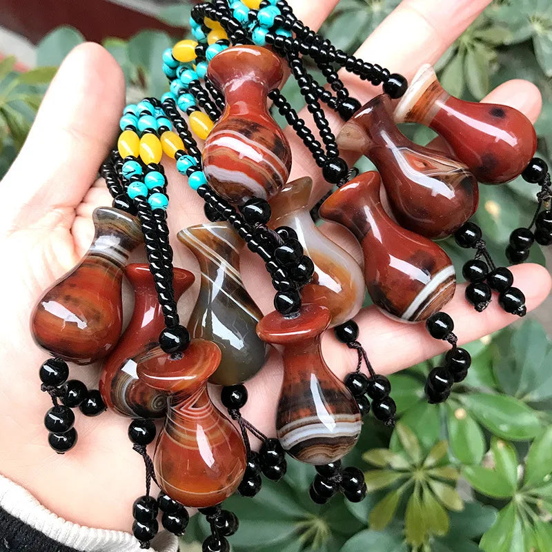 Rough Agate Pendant Sardonyx Necklace Water Drop Sweater Chain