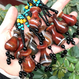 Rough Agate Pendant Sardonyx Necklace Water Drop Sweater Chain