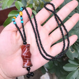 Rough Agate Pendant Sardonyx Necklace Water Drop Sweater Chain