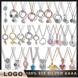 Sterling Silver S925 Necklace with Logo Girl's Holiday Gift