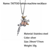 Steampunk Pendant Tattoo Machine Chain Necklace