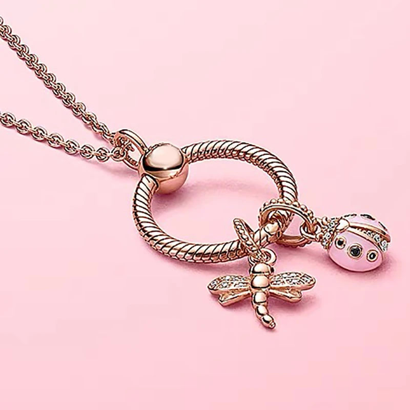925 Silver Dragonfly Pendant Pan Necklace for Women