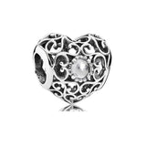 12 Month Birthday Stone Heart Charm for 925 Silver Bracelet