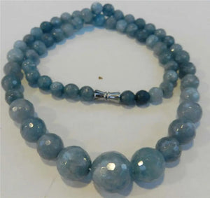 6-14mm Brazilian Aquamarine Faceted Gems Necklace