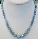 6-14mm Brazilian Aquamarine Faceted Gems Necklace