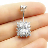 925 Silver Belly Ring CZ Navel Piercing