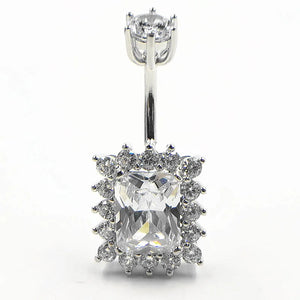 925 Silver Belly Ring CZ Navel Piercing