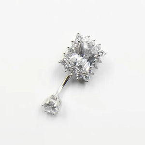 925 Silver Belly Ring CZ Navel Piercing