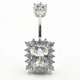 925 Silver Belly Ring CZ Navel Piercing