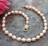 AAA+ 9-10mm Natural Akoya South Seas Baroque Pink Pearl Necklace
