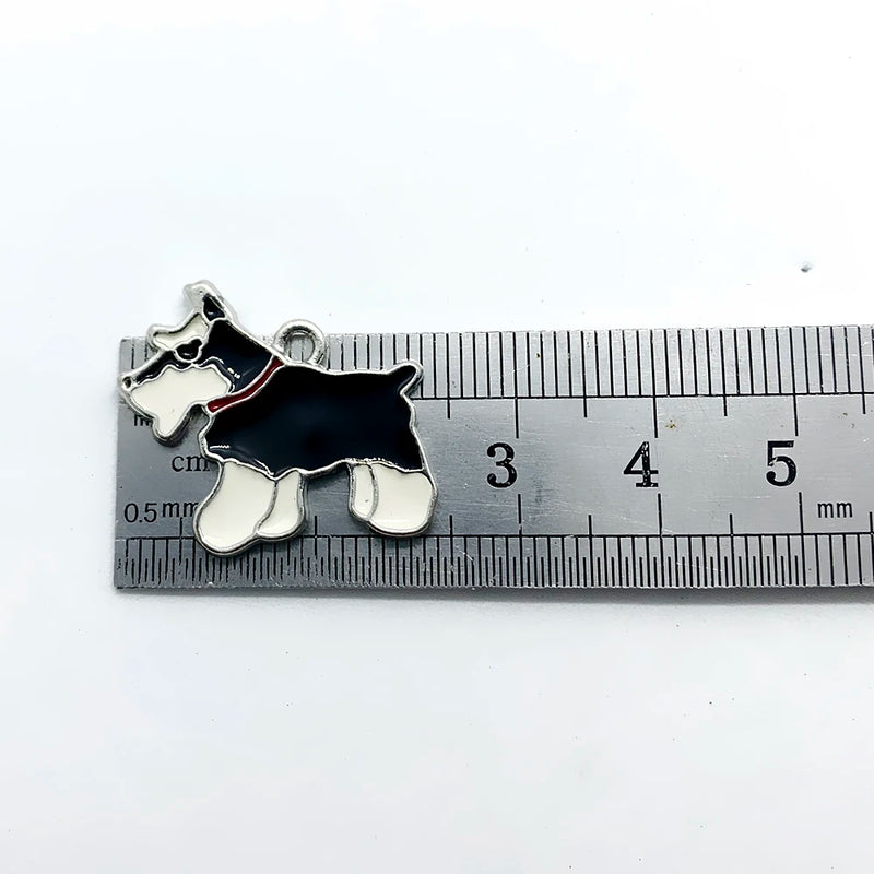 Enamel Schnauzer Dog Charm Pendant DIY Jewelry Accessory