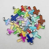 50pc Cross Stone Pendants Necklace for Jewelry Making
