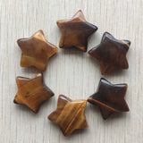 Tiger Eye Stone Star Shape Pendants for Jewelry Making 6pcs