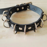 Harajuku Hot Dark Rivet Leather Choker Punk Necklace w/ Heart Lock & Key