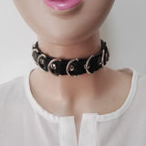 Harajuku Hot Dark Rivet Leather Choker Punk Necklace w/ Heart Lock & Key