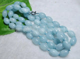 10x14mm Rice Aquamarine Bead Necklace 18''