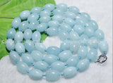 10x14mm Rice Aquamarine Bead Necklace 18''