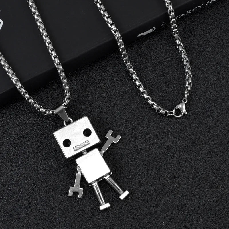 Punk Hip-Hop Robot Pendant Necklace for Men Gift