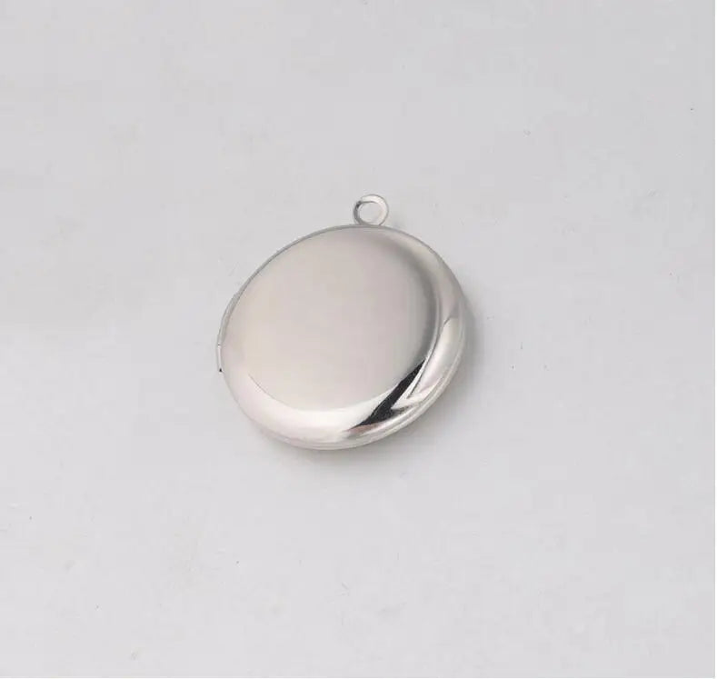 Round Photo Locket Pendant Stainless Steel DIY Jewelry Making 20Pcs/Lot