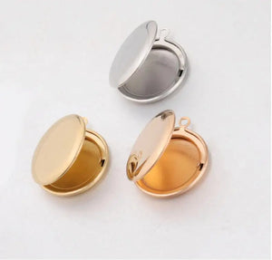 Round Photo Locket Pendant Stainless Steel DIY Jewelry Making 20Pcs/Lot