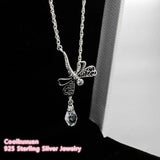 925 Silver Dragonfly Necklace for Women Jewelry