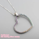 Colorful Heart Necklace 925 Sterling Silver Women's Jewelry