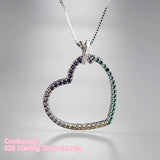 925 Silver Heart Necklace Multi-Color Women Jewelry
