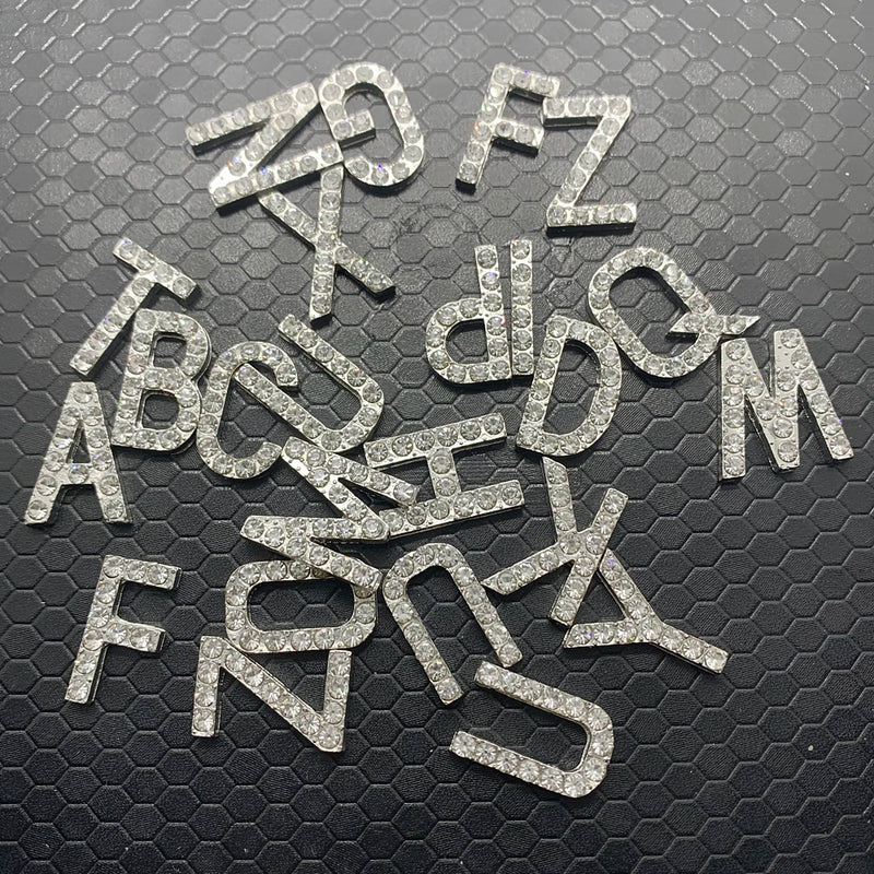 26 English Alphabet Metal Charms Rhinestone DIY Jewelry Accessory