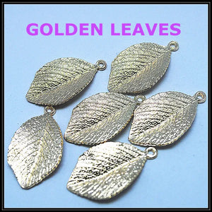 20 pcs Golden Leaves Shape Metal Pendants Alloy Charms for Necklace Bracelets