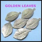 20 pcs Golden Leaves Shape Metal Pendants Alloy Charms for Necklace Bracelets