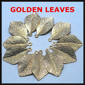 20 pcs Golden Leaves Shape Metal Pendants Alloy Charms for Necklace Bracelets