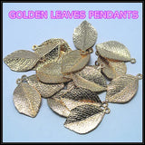 20 pcs Golden Leaves Shape Metal Pendants Alloy Charms for Necklace Bracelets
