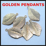 20 pcs Golden Leaves Shape Metal Pendants Alloy Charms for Necklace Bracelets
