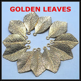 20 pcs Golden Leaves Shape Metal Pendants Alloy Charms for Necklace Bracelets