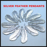 10 pcs Feather Shape Charms Metal Pendants in Golden & Silver Colors