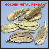 10 pcs Feather Shape Charms Metal Pendants in Golden & Silver Colors