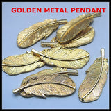 10 pcs Feather Shape Charms Metal Pendants in Golden & Silver Colors