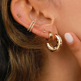925 Sterling Silver Hoop Earrings with CZ Stone for Women