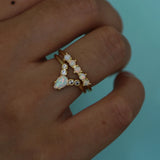 Opal Ring Set for Women Girls CZ Punk Jewelry Wedding Gift