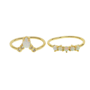 Opal Ring Set for Women Girls CZ Punk Jewelry Wedding Gift