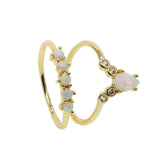 Opal Ring Set for Women Girls CZ Punk Jewelry Wedding Gift