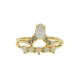 Opal Ring Set for Women Girls CZ Punk Jewelry Wedding Gift