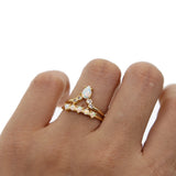 Opal Ring Set for Women Girls CZ Punk Jewelry Wedding Gift